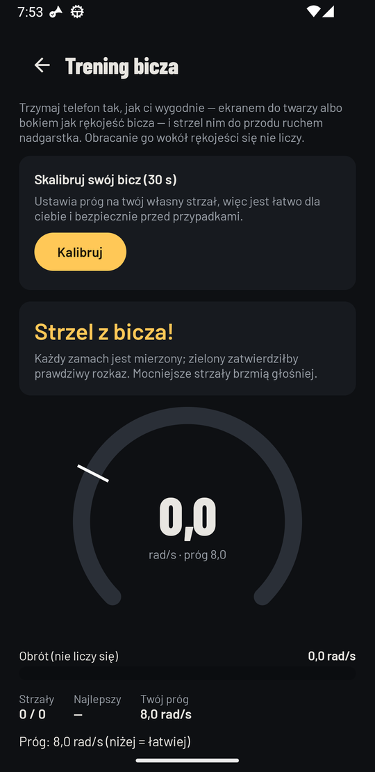 Trening bicza z okrągłym wskaźnikiem siły